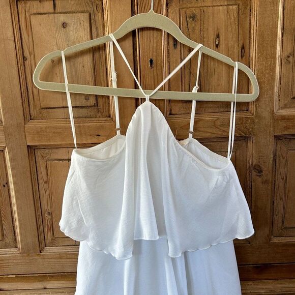 NWT Fanco‎ Shop Small White Ruffled Layered Dress Y Neck Strappy Tank Top - Picture 3 of 14